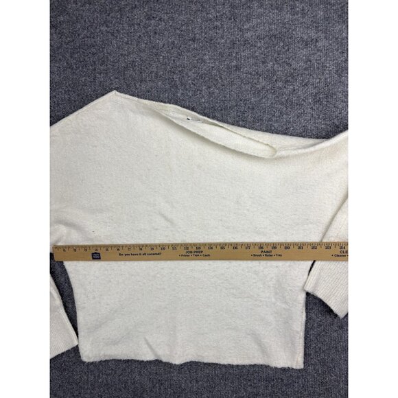 Guess Sweater Womens Large Ivory White Boat Neck Dolman Cropped Knit Pullover - Picture 4 of 7